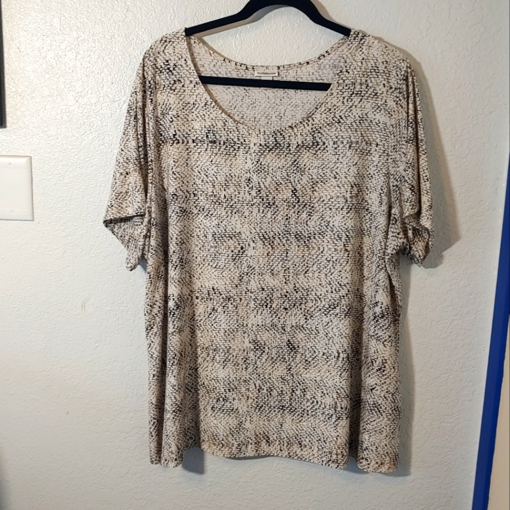 Plus Size Women's Printed Jacquard Short Sleeve Top